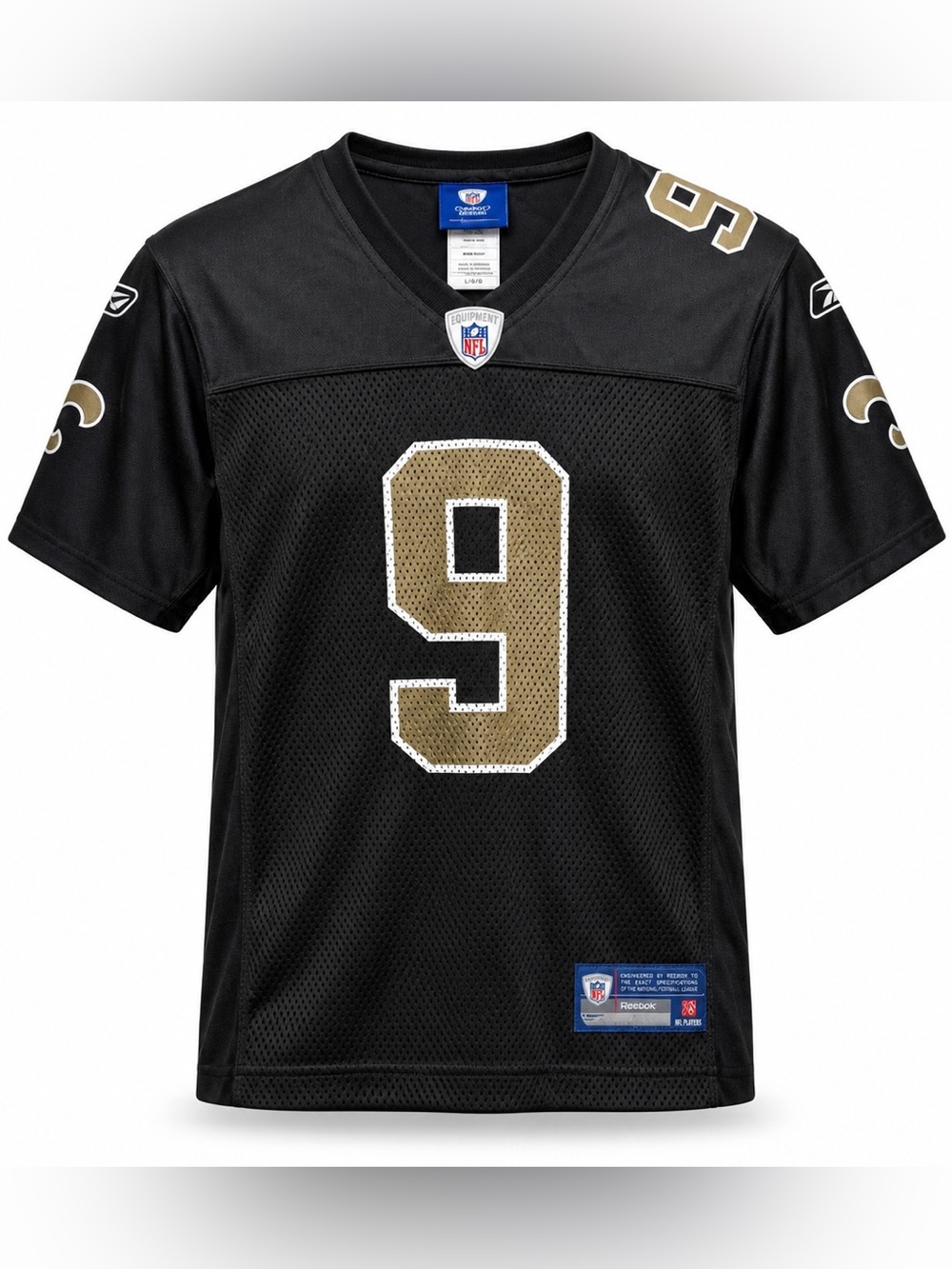 Drew Brees #9 New Orleans Saints Reebok NFL Jersey Women’s Small Black Gold HOF